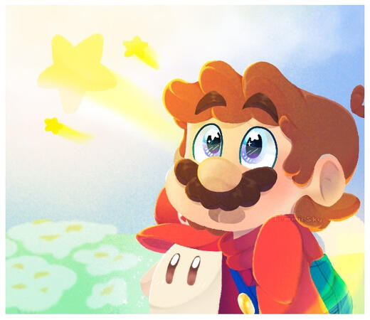 Lineless Mario and Luma Lineless Mario and Luma