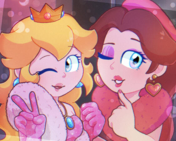 Princess Peach and Pauline in their fancy outfit!