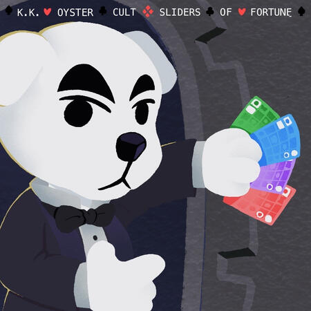 ACNH Fake Album Redraw K.K. Slider on Blue Oysters Cult album cover